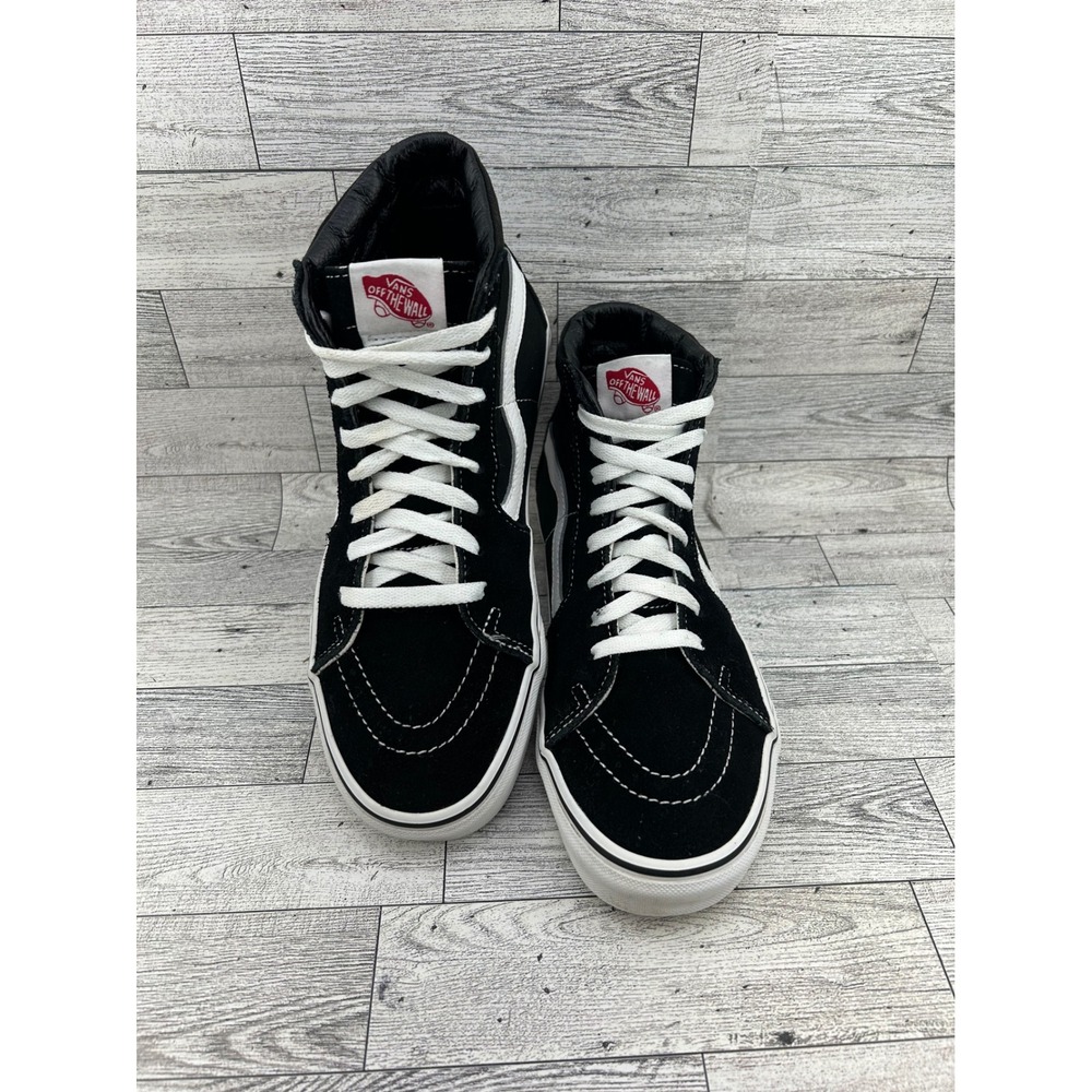 Vans Sk8-Hi High Top Sneakers Black White Men 7.5 Women 9 Skate Shoes